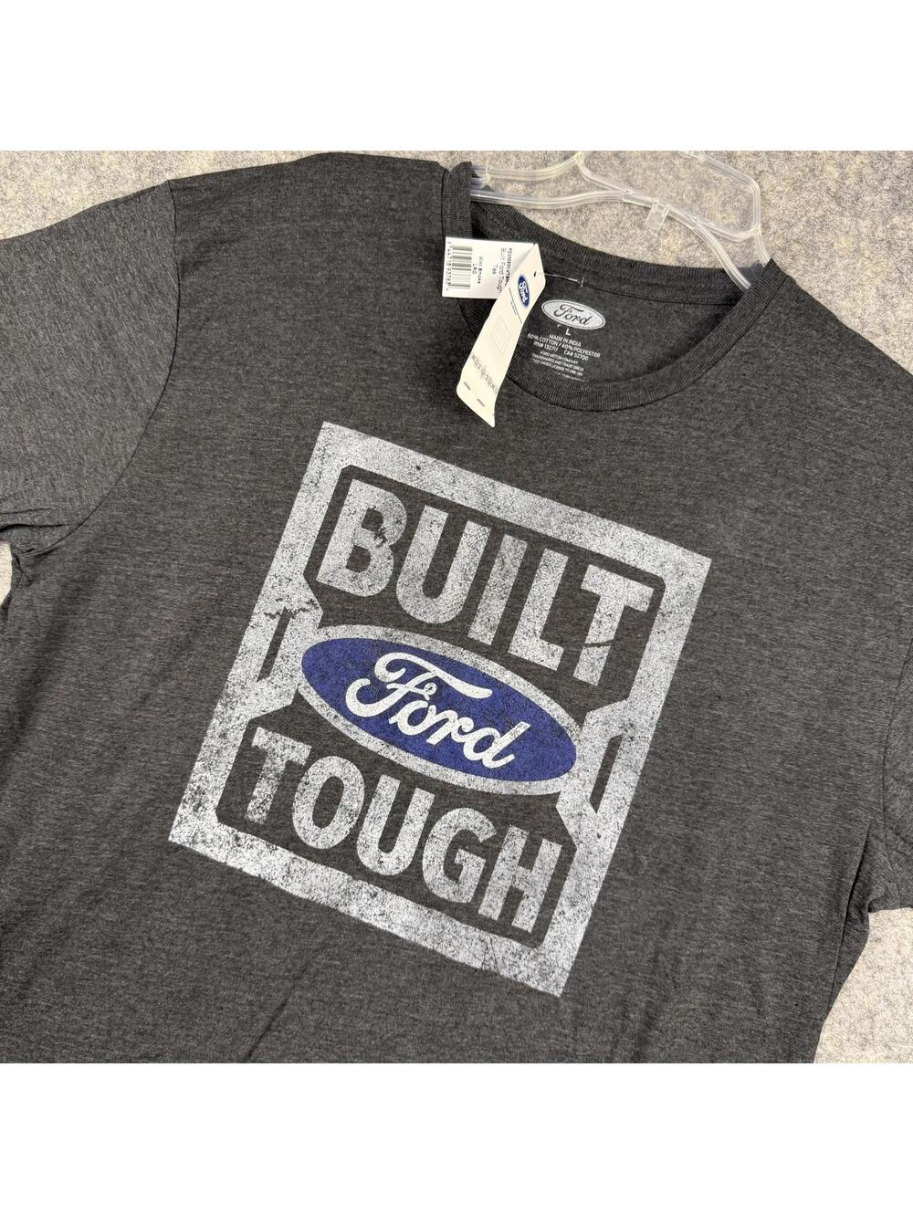 Built Ford Tough Short Sleeve T Shirt Gray Blue Auto Truck Car Large New 461